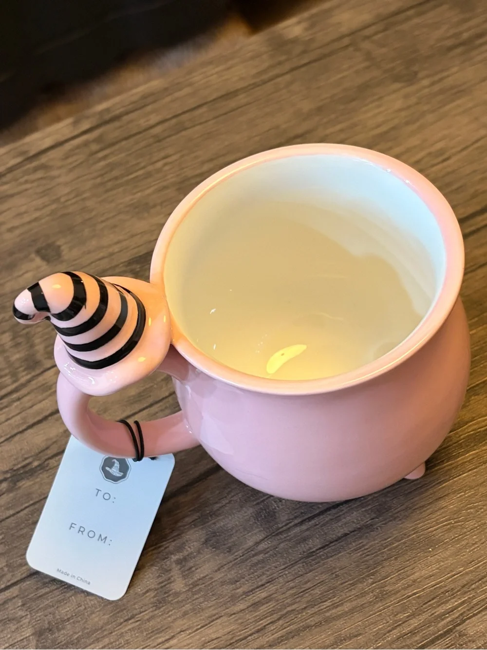 Pink Good Witch Cauldron Mug with witch hat